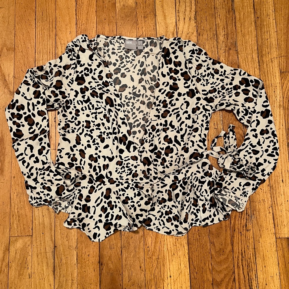 ASOS Leopard Print Wrap Around Blouse